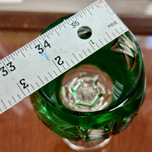 Vintage Traube-Style Emerald Green Cut-to-Clear Crystal Wine Hock Goblet - Picture 10 of 10